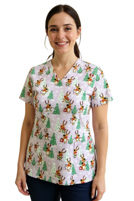 POLERA CLINICA MUJER ESTAMPADA GREEN TOWN 9000XM-24 1794LP