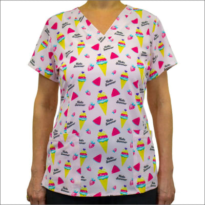 POLERA CLINICA MUJER ESTAMPADA MAEVN 9810 HSMR