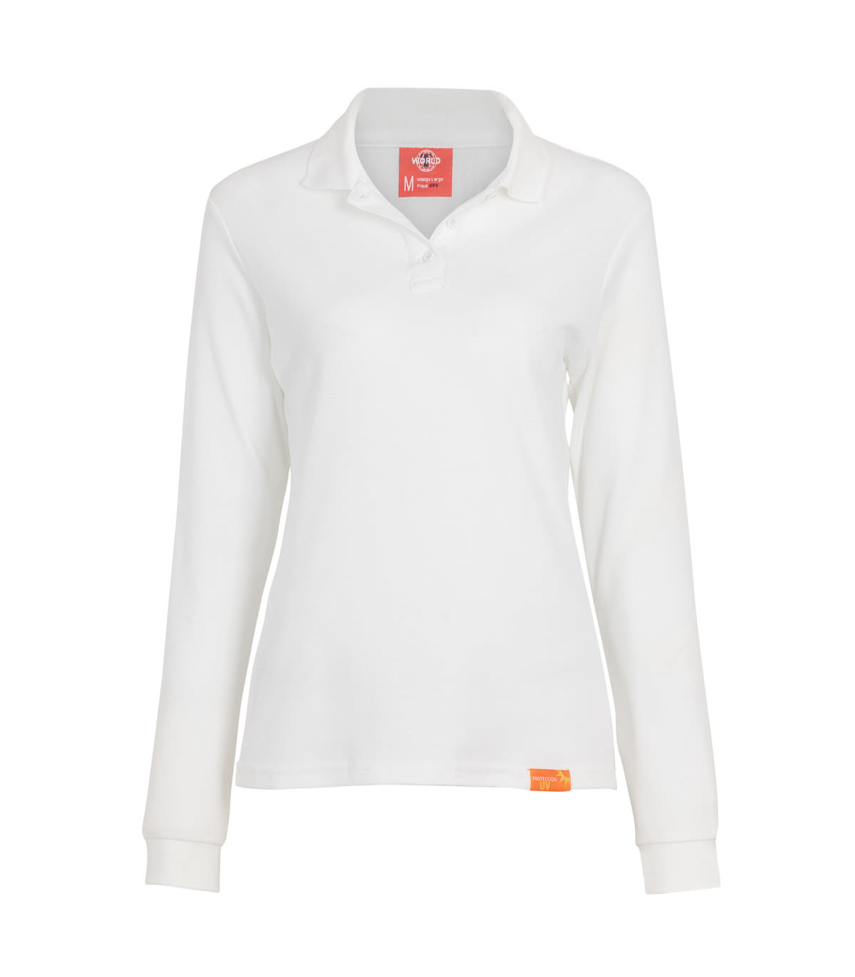 POLERA PIQUE POLO M/LARGA MUJER BASIC 02166 BLANCO