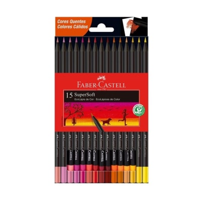 SET SUPERSOFT FABER CASTELL 15 UNIDADES COLORES CÁLIDOS