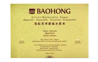 BLOCK ACUARELA BAOHONG 100% ALGODÓN GRANO GRUESO 180X125MM1