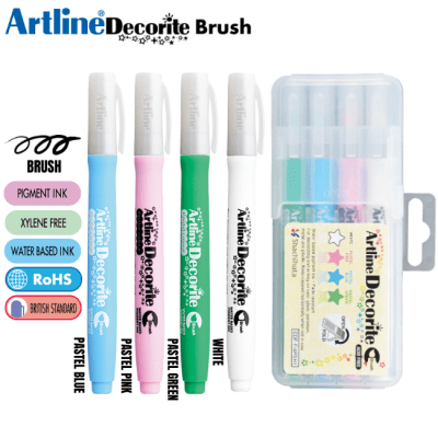 Set Artline Decorite brush Colores pastel pen 4U
