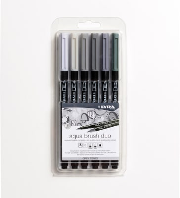 AQUA BRUSH DUO LYRA GREY TONES 6 UNIDADES