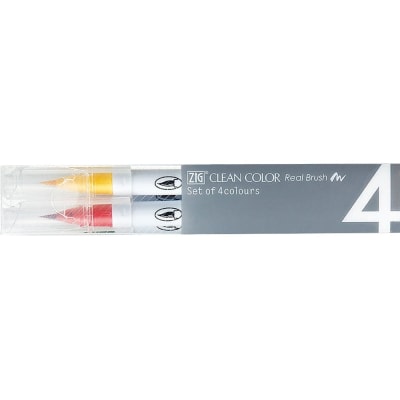 Kuretake Zig Clean Color Real Brush - Set de 4 Colores (Pure)
