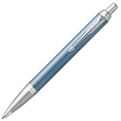 bolígrafo Parker IM Premium azul gris con adorno cromado1