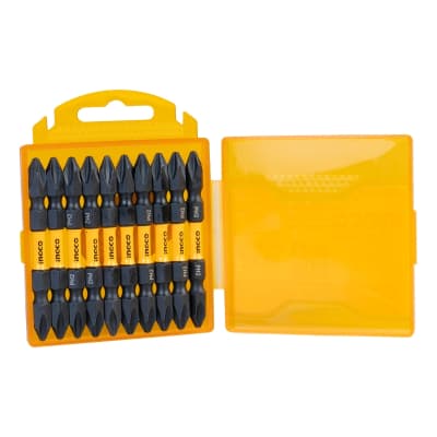 Set De 10 Puntas Phillips De Impacto Ingco Ph2 X 65mm