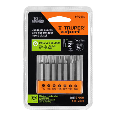 Puntas Torx C/Seguro 2pulg Juego 7pcs Truper