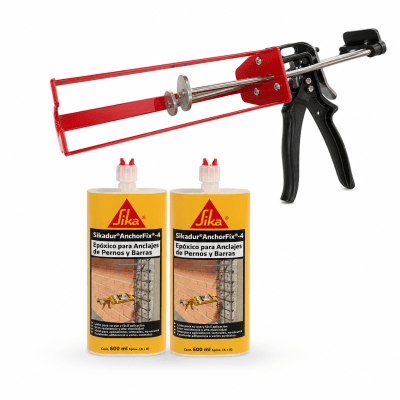 PACK 2 SIKADUR ANCHORFIX -4 + PISTOLA DOBLE 600ML ANCLAJE QUIMICO1