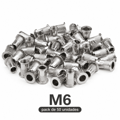 Tuerca Remachable Hilo M6 P-1.0 Inoxidable Pack 50 Und1