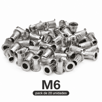 Tuerca Remachable Hilo M6 P-1.0 Inoxidable Pack 20 Und1