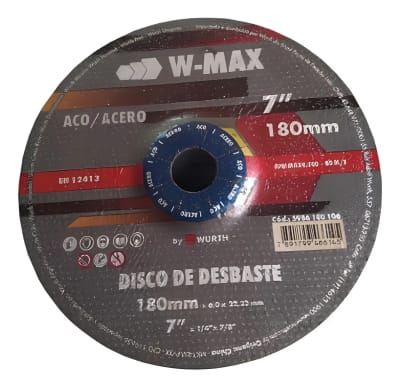Disco Desbaste Acero 7puLG 180mm Wurth W-max1