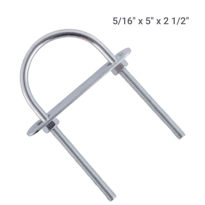 Perno U 5/16x5 Para Tubo 2.1/2 Con Platina Y Tuercas Zincado
