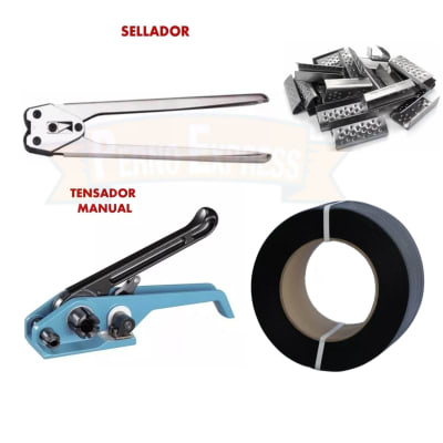 Kit Enzunchadora Manual Sellador Zuncho Plástico 1/2 Sellos