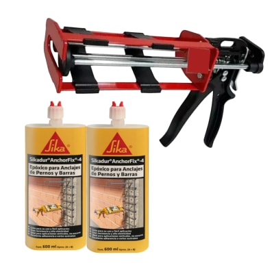 PACK 2 SIKADUR ANCHORFIX -4 + PISTOLA DOBLE 600ML ANCLAJE QUIMICO1