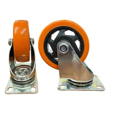 RUEDA GIRATORIA 4 PULG PACK 2 UND CON RODAMIENTO NARANJA