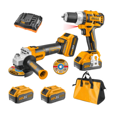 Taladro atornillador  + Esmeril Galletero 4 1/2 de 20v CKLI2009 Ingco