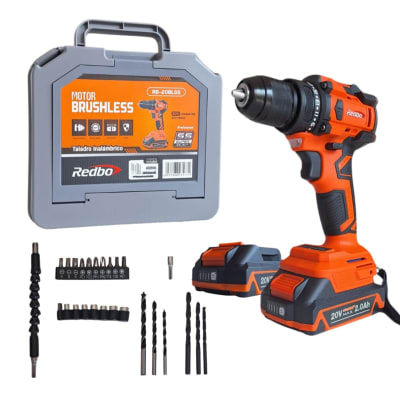 TALADRO ATORNILLADOR 20V MOTOR BRUSHLESS REDBO + 2BAT Y ACCESORIOS RB-20BLSS