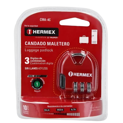 Candado Maletero 36 Mm Con Clave Hermex Cma-4c Para Viajes