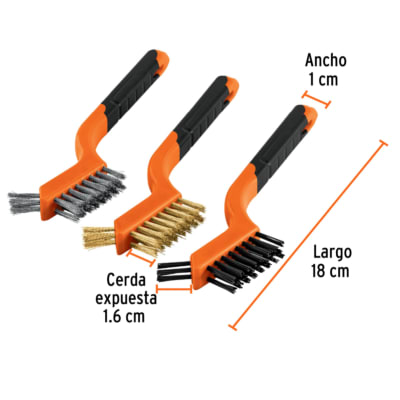 Juego Set De Mini Cepillos Alambre Truper Acero Latón Nylon1