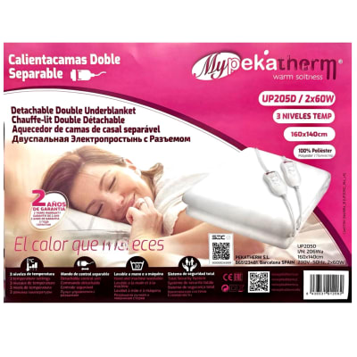Calientacama 2 Plazas 60w Pekatherm 3 Nivel De Temperatura 160x140 UP205D