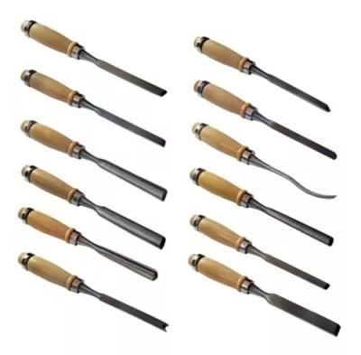 Gubias 12 piezas profesional mango de madera1