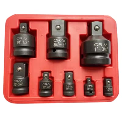 Adaptador Cuadrante Para Dado Impacto 1 a 3/4, 1/2, 3/8, 1/4 de 8pcs Encastre Reductor Ampliacion