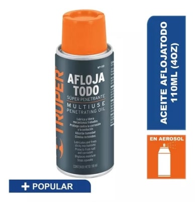 Aceite lubricante anticorrosivo afloja todo truper en aerosol 110 Ml
