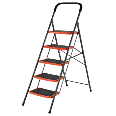 Escalera 5 Peldaños Plegable 150kg Profesional Fierro Harden1