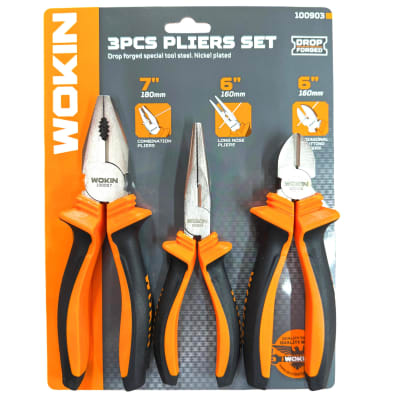 Set De Alicates 3 Pcs Wokin Universal Cortante Y Punta