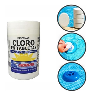 Cloro Piscinas Tabletas Triple Acción 1kg (5 Pastillas) Dideval1
