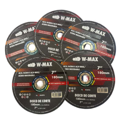 Disco Corte Acero Inox 7pulg 180mm 1.6mm Espesor W-max PACK 5 UND