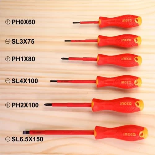 Juego 6 unidades Destornillador Aislado 1000v Hkisd06083