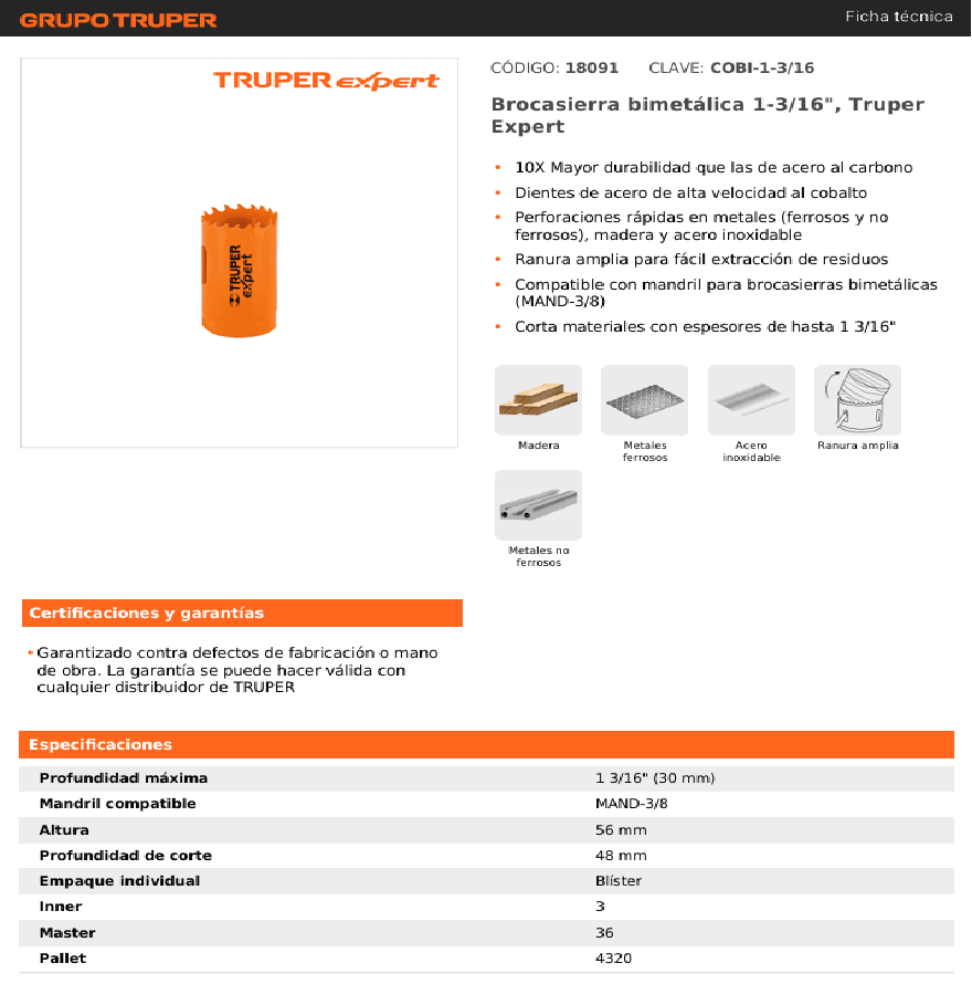 SIERRA COPA BIMETAL TRUPER 30mm-1.3/162