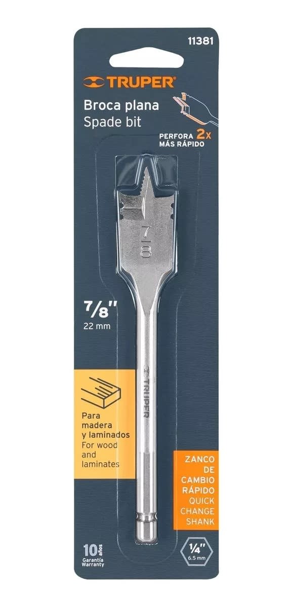Broca Paleta P/madera Truper 7/8 22.2mm 3