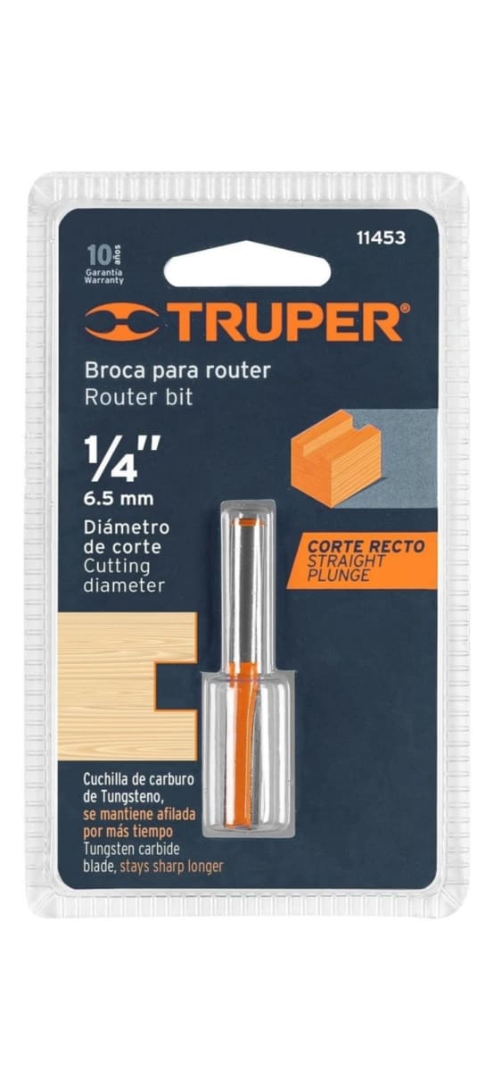 Fresa Para Router Recta 2 Filos 1/4 1