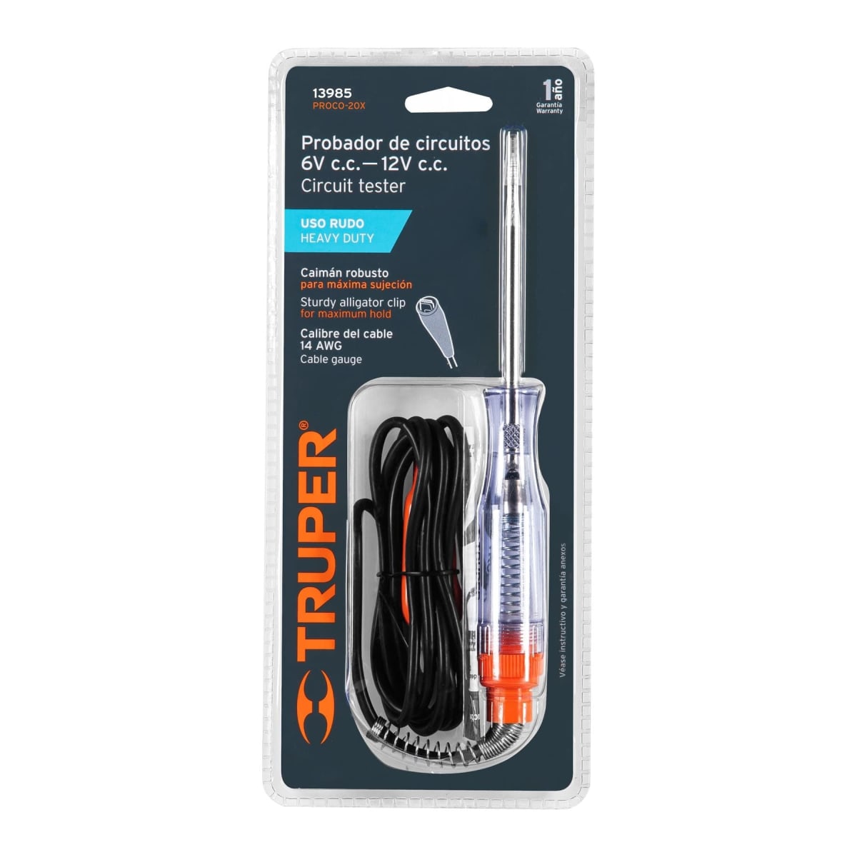 Probador Busca polo Corriente 6-12v 1.5m Truper Proco-20x 0