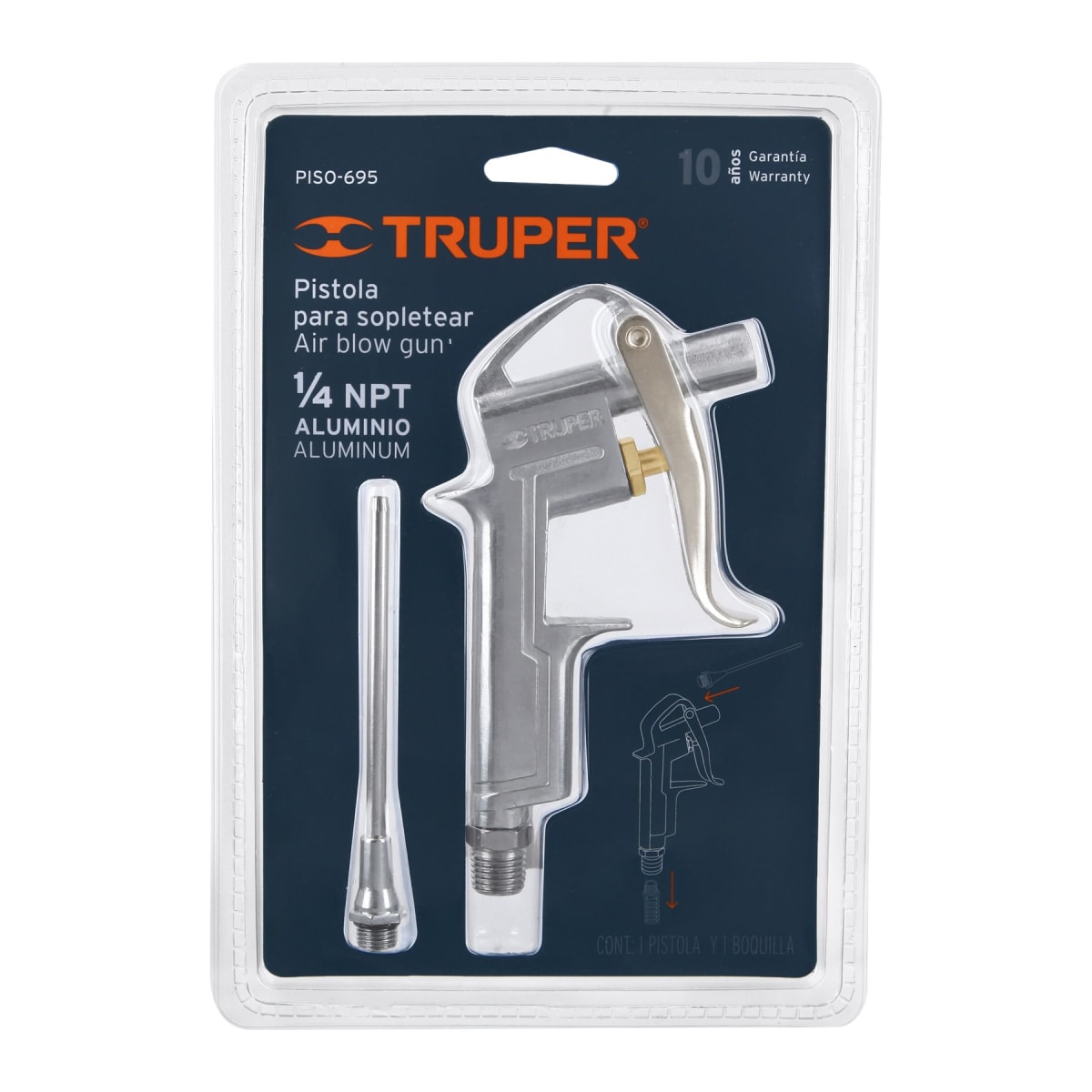 PISTOLA DE AIRE TRUPER PARA SOPLETEAR 1/4NPT ALUMINIO PISO-695 0