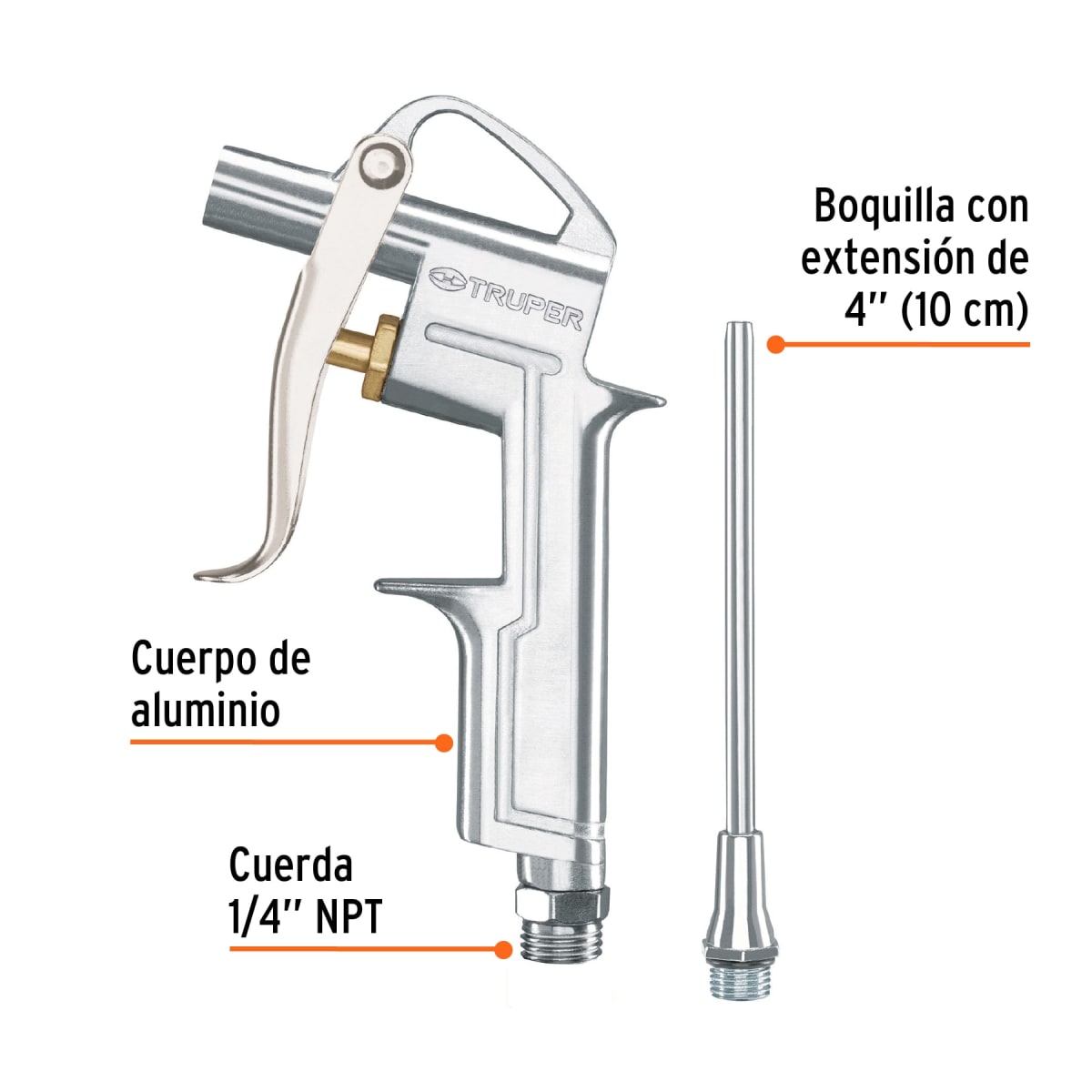 PISTOLA DE AIRE TRUPER PARA SOPLETEAR 1/4NPT ALUMINIO PISO-6952