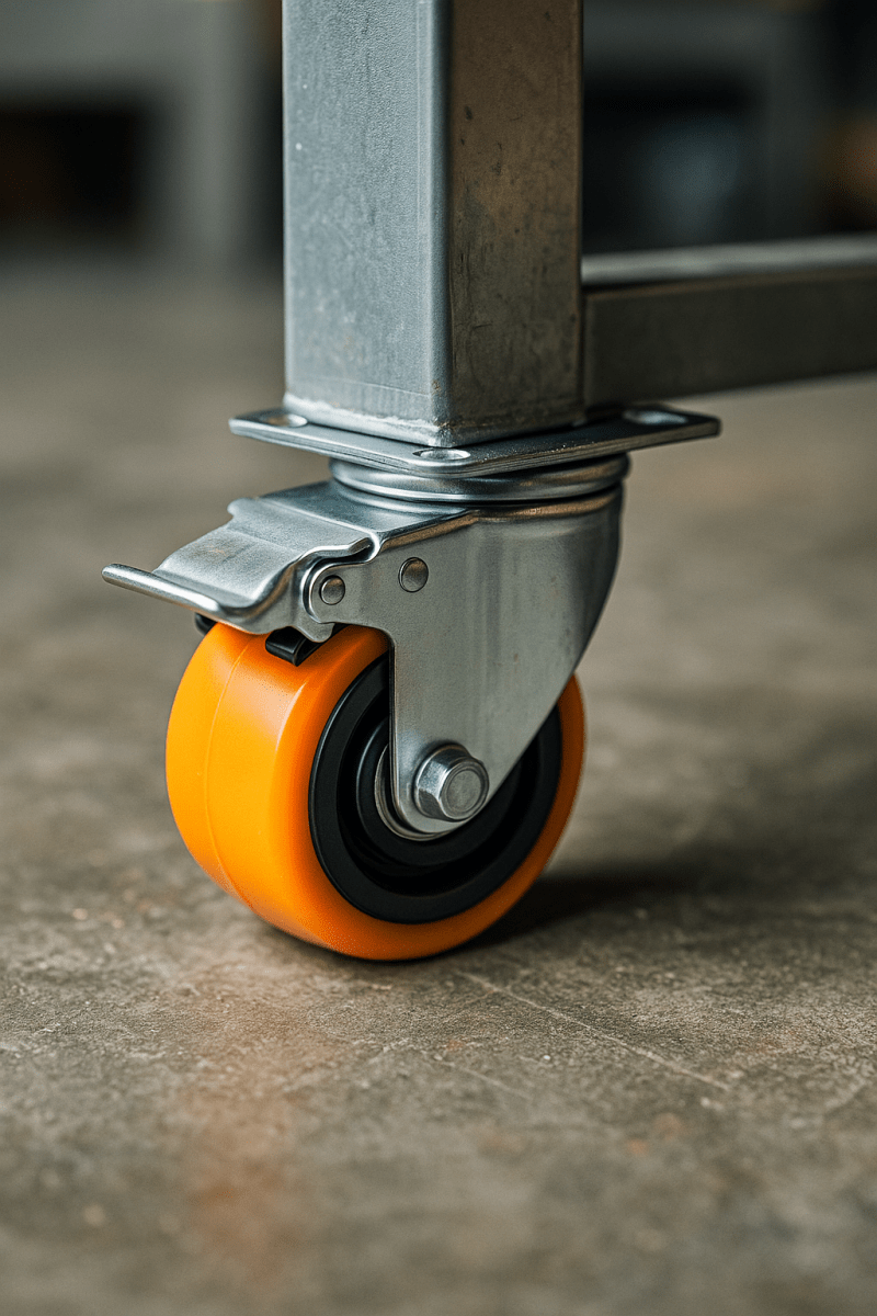 RUEDA GIRATORIA 4 PULG PACK 2 UND CON RODAMIENTO NARANJA CON FRENO2