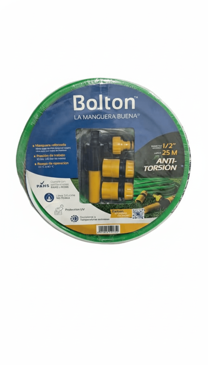 Manguera Reforzada Anti-torcion 1/2 25m + Acoples Mt Bolton 0