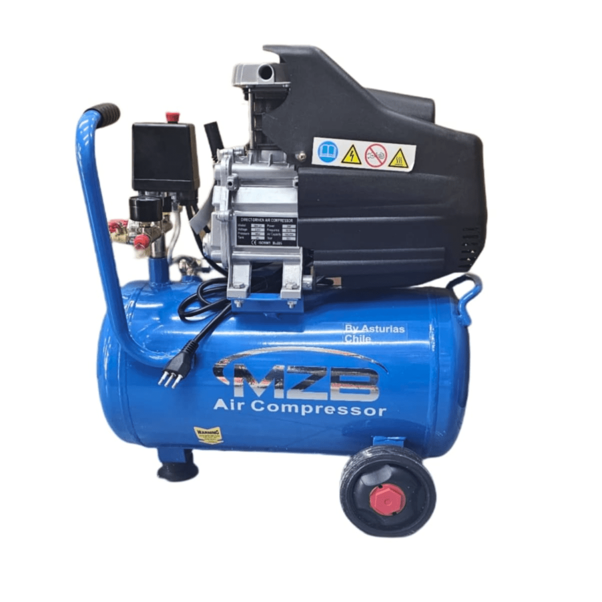 Compresor de aire eléctrico portátil total 24LT de 2hp 220v 8Bar 115psi MZB 2