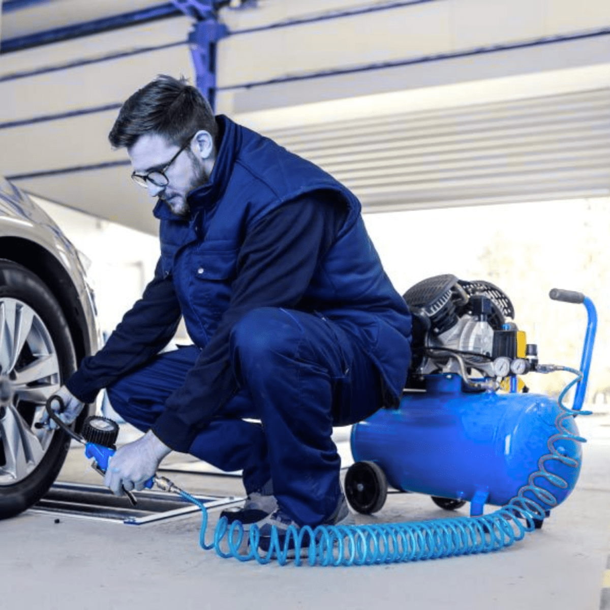 Compresor de aire eléctrico portátil total 24LT de 2hp 220v 8Bar 115psi MZB4