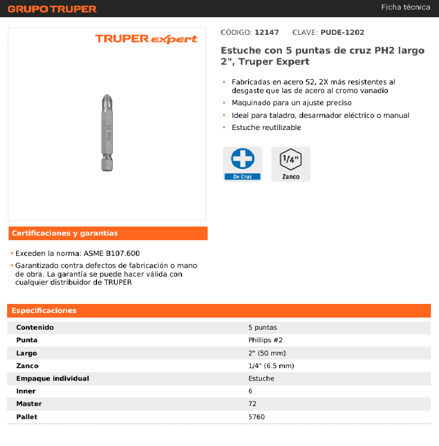 PUNTA DESTORNILLADOR PH2*50 TRUPER2