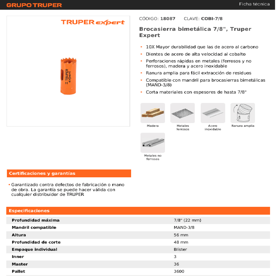 SIERRA COPA BIMETAL TRUPER 22mm-7/84