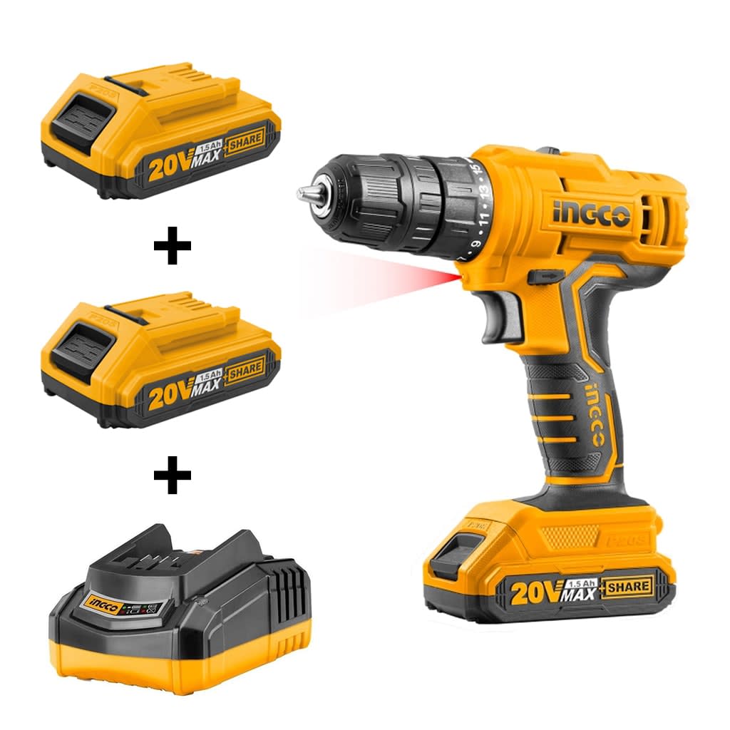 Taladro Ingco 20v 2 Bat 1 Cargador Con Maleta Cdli200122