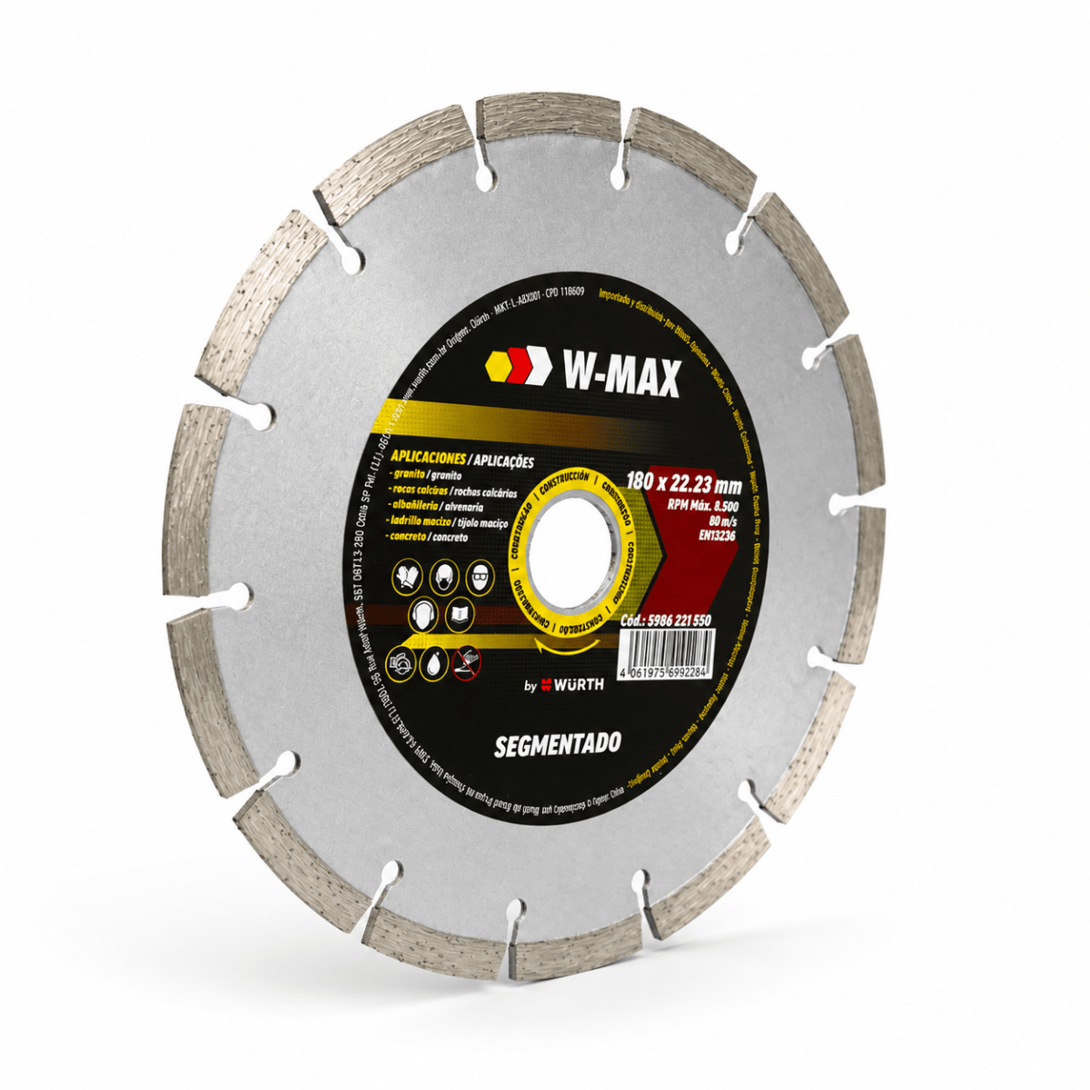 DISCOS CORTE CONCRETO SEGMENTADO 7 PULGADAS W-MAX WURTH 0