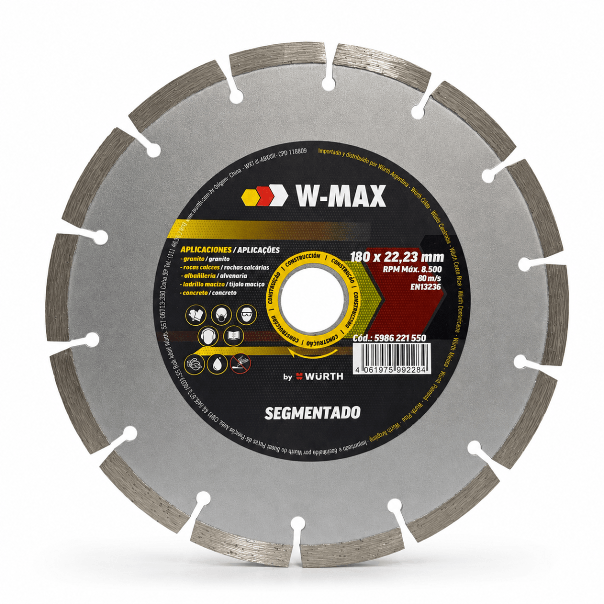 DISCOS CORTE CONCRETO SEGMENTADO 7 PULGADAS W-MAX WURTH2