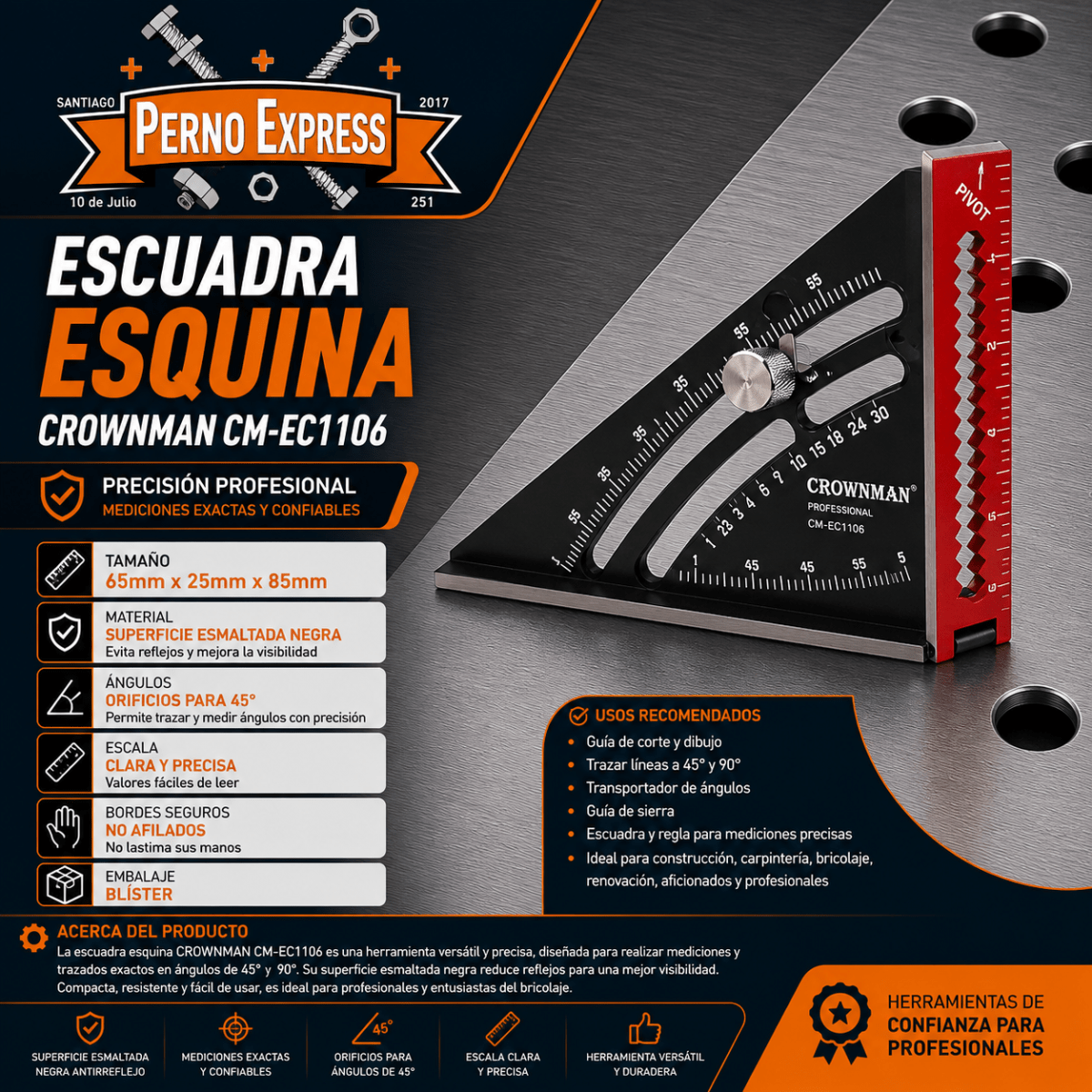 Escuadra Carpinteria Aluminio Macizo Extension Plegable2