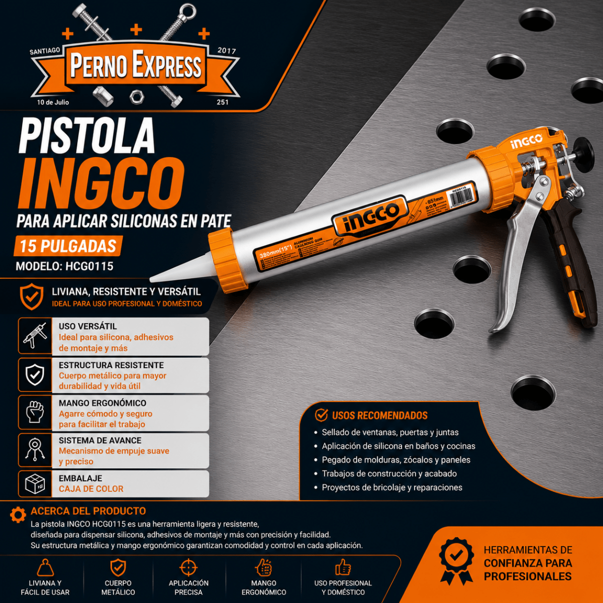 PISTOLA CALAFATERA INGCO 15pulg ALUMINIO HCG01152