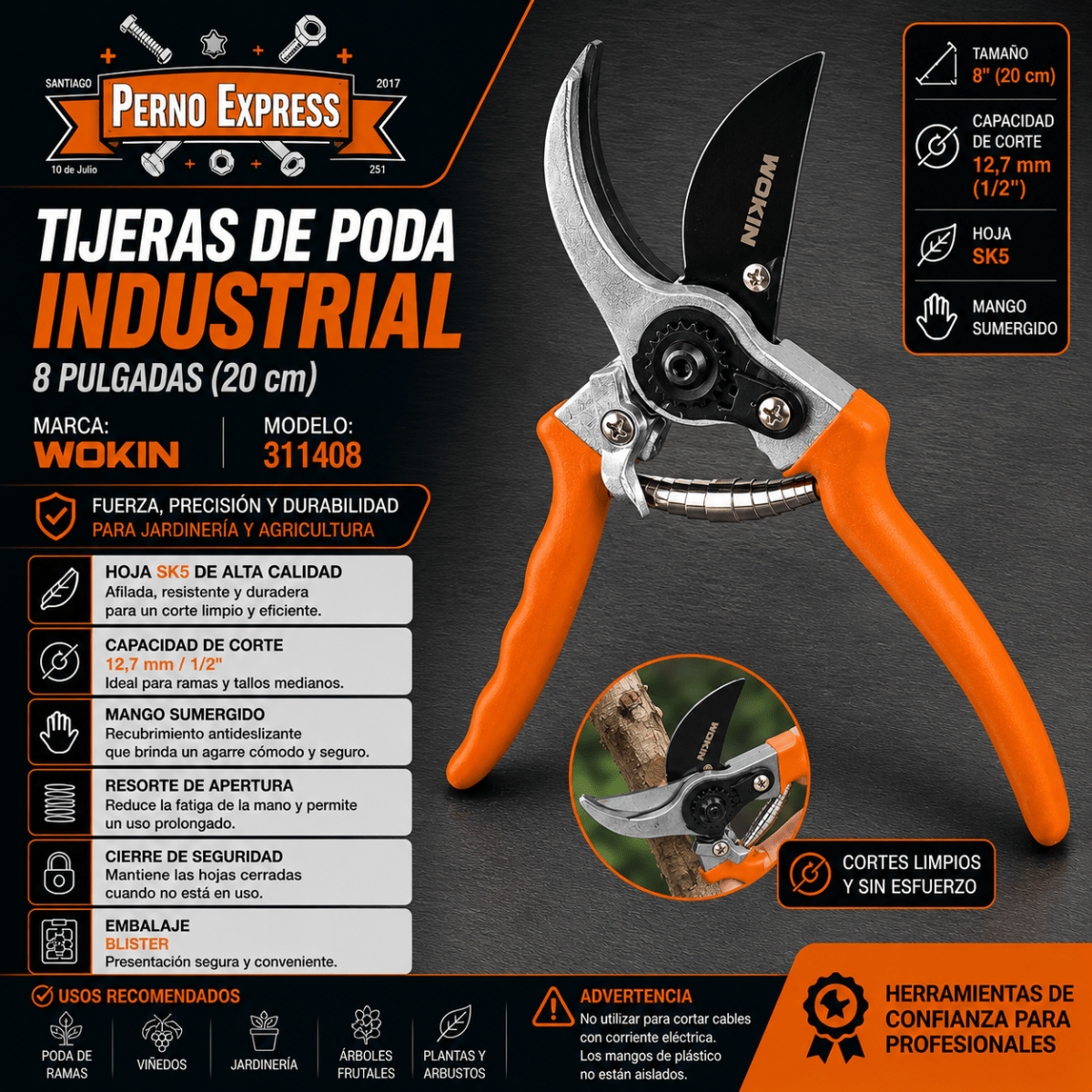 TIJERAS PARA PODAR 8PULGADAS 200MM2
